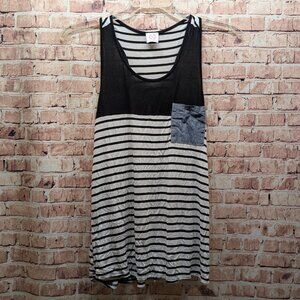 Wanna B Tank Top with Pocket Striped Size Medium